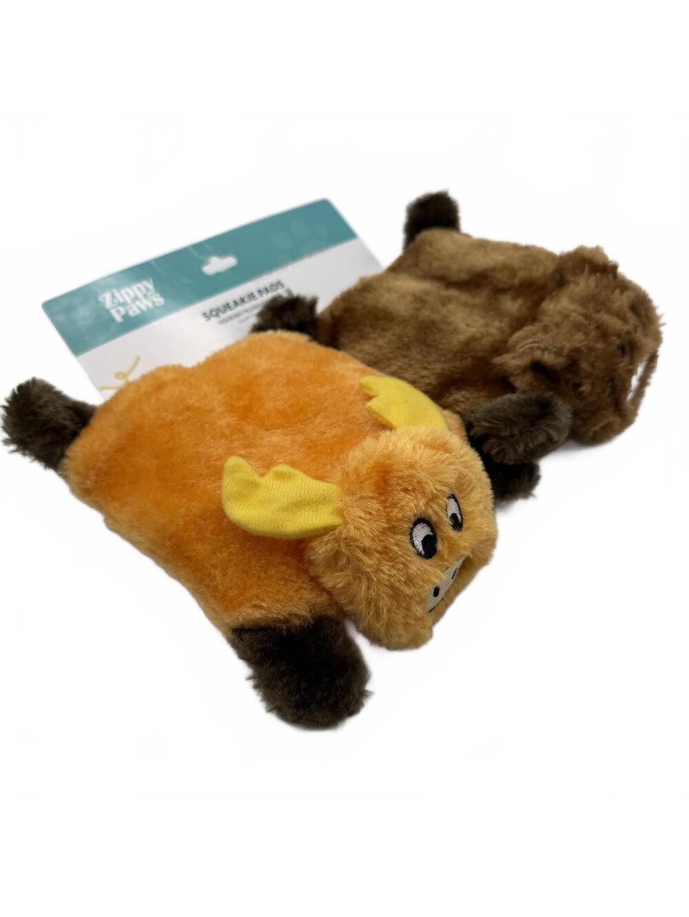 ZippyPaws Squeakie Pads 2 Pack Bear and Moose Squeaky Dog Toys Zippy Paws - Picture 1 of 6
